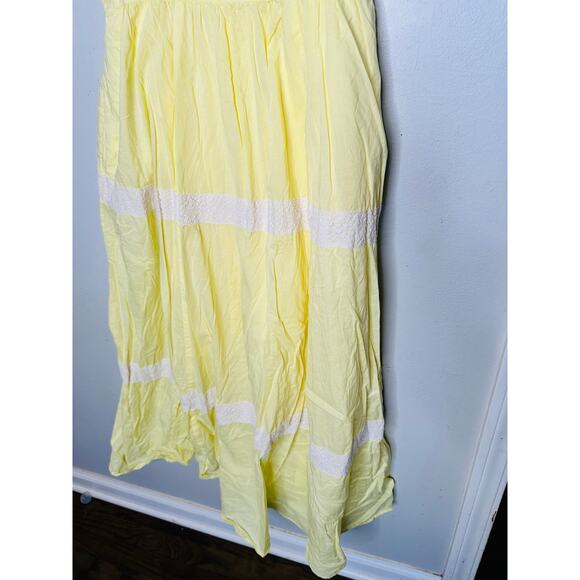 JASON WU COLLECTIVE Yellow 100% Cotton Lace Square Neckline Midi Dress Size 10 - Picture 8 of 14